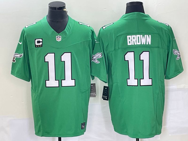 Men Philadelphia Eagles 11 Brown Green Nike Throwback Player Game NFL Jerseys